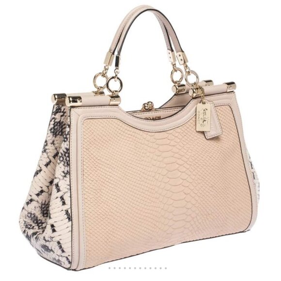 Coach Coach Blush Pink Python Embossed Leather Madison Pinnacle Carrie Tote - Picture 2 of 16